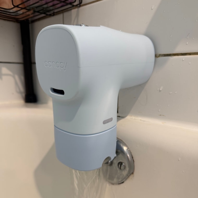 Canopy x Weezie blue bath tub filter.