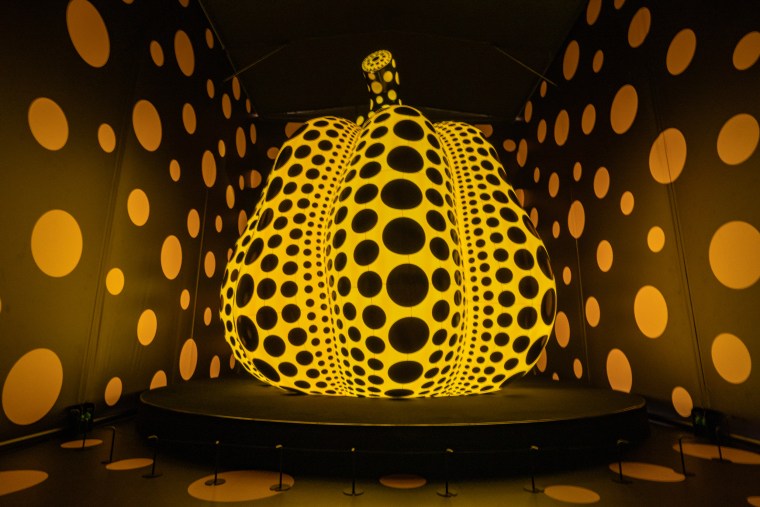 Yayoi Kusama's yellow and black pumpkin.