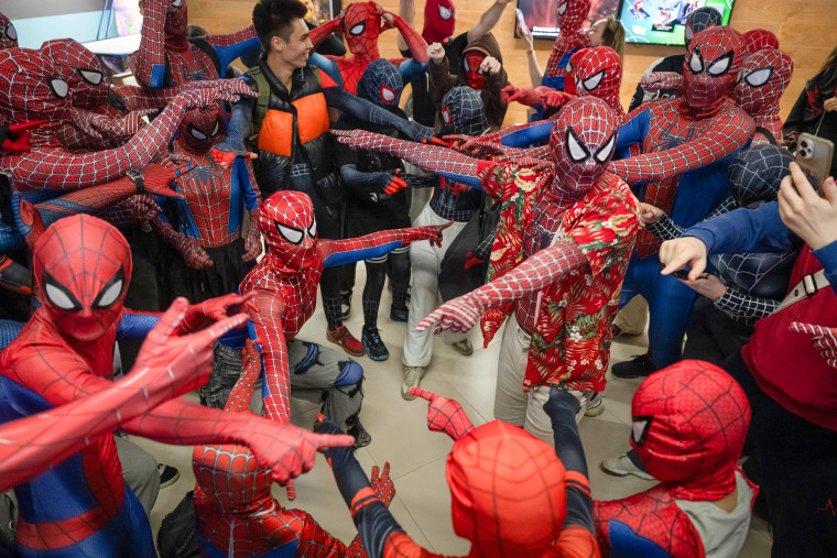 Fans of the Spider-Man film series, gathered at the Kinograd