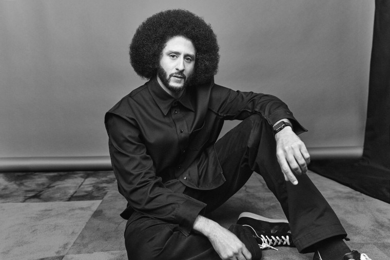 Colin Kaepernick looks at the camera during a portrait session.