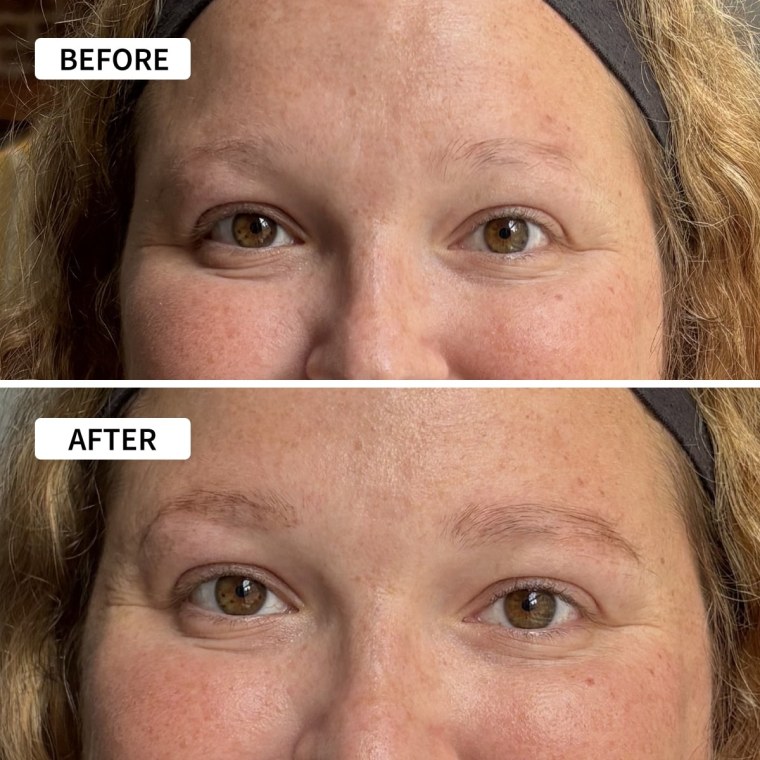 Before and after using the Refy eyebrow pencil.