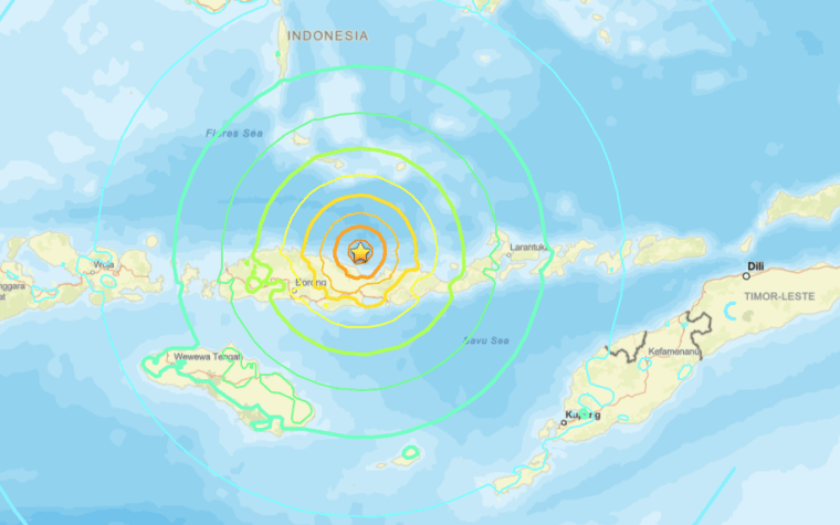 El mapa del lugar del terremoto.