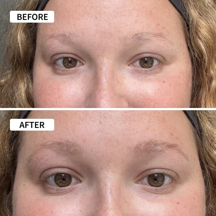 Before and after using the Subtl 3-in-1 Brow BFF.