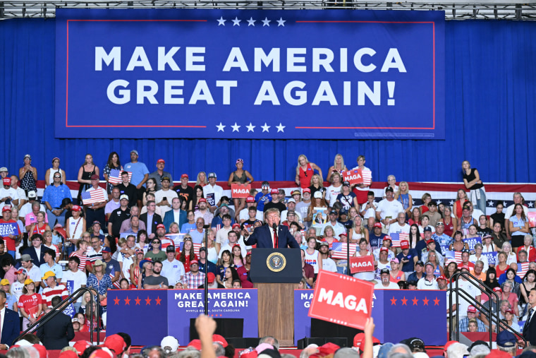 U.S. President Donald Trump speaks during a campaign rally. 