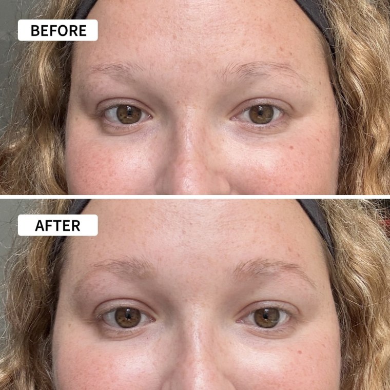 Before and after using the e.l.f. eyebrow pencil.
