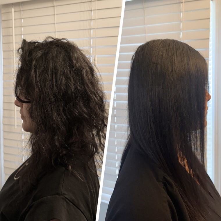 Before (left) and after (right) using CHI's Lava MiniStyler