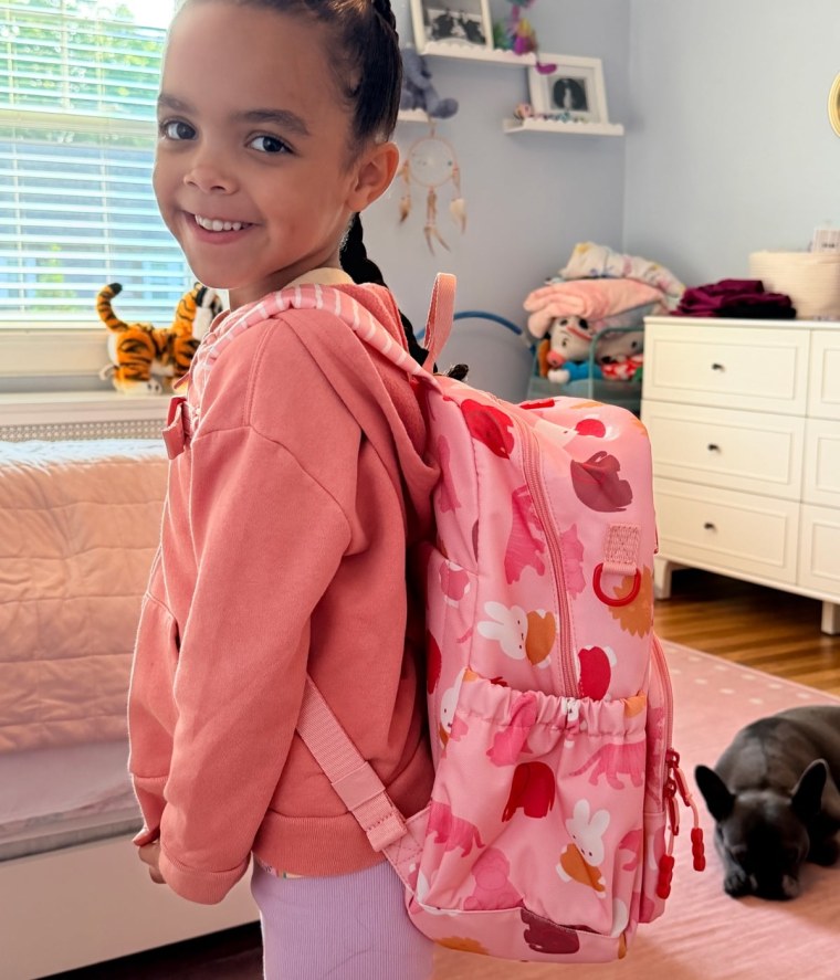 Calpak’s Miffy backpack had a cute bunny design, but I loved the fit most. The straps are super padded, and the sternum clip kept it secure on my daughter’s back.