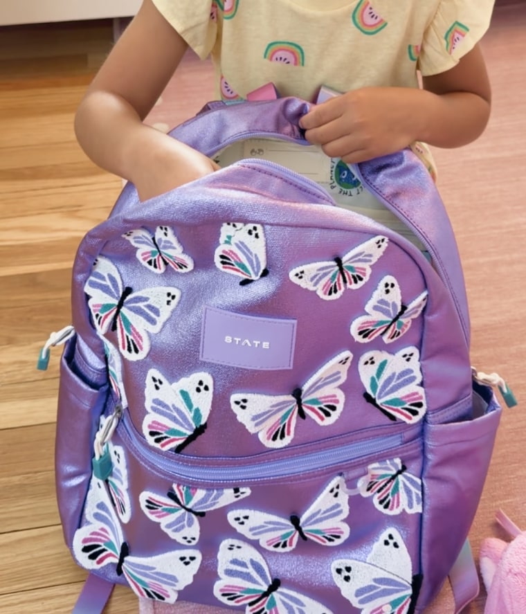 State backpacks come in an array of designs for boys and girls, but this metallic purple with butterflies was the clear winner for my 5-year-old.