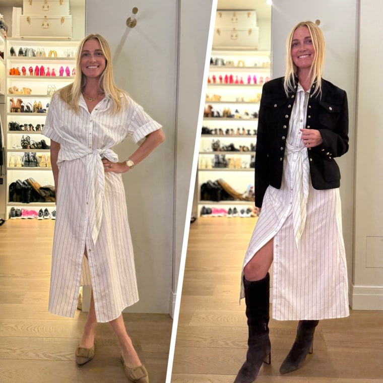 Snow styling the H&M Tie-Detail Shirt Dress