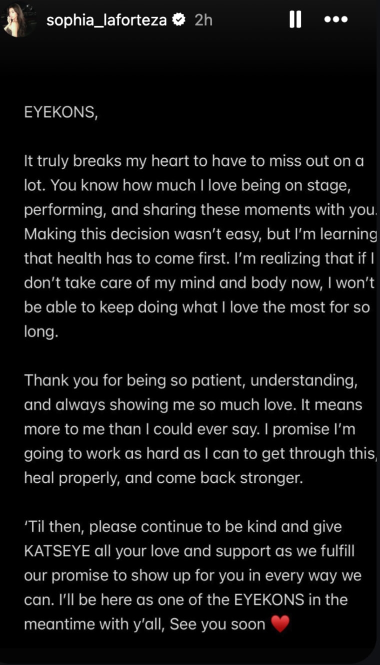 Sophia shared her statement on her Instagram story.
