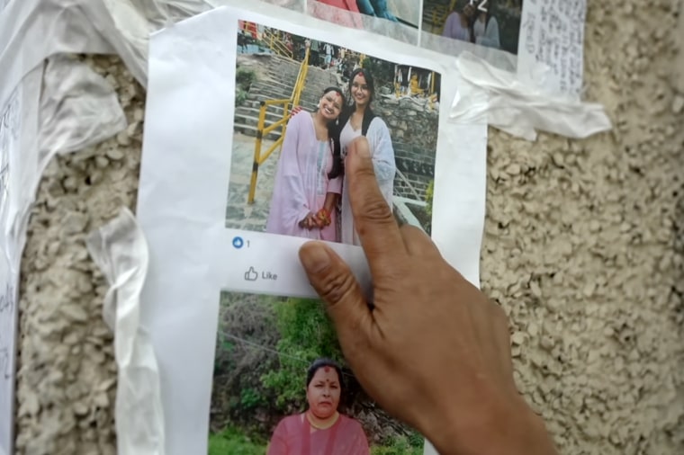 A poster featuring Kalpona Shrestha’s missing family members.