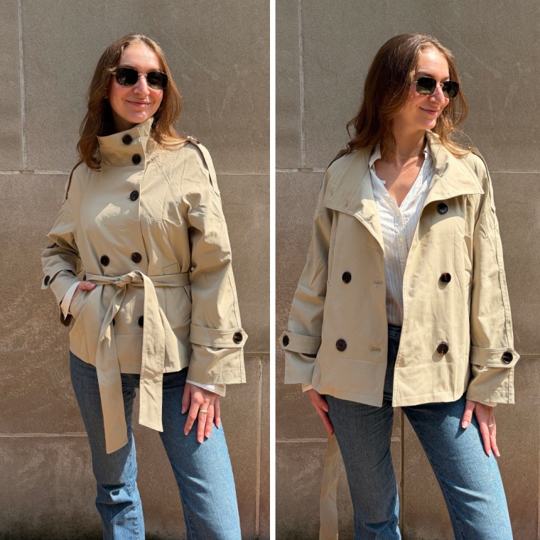 Maohao Women's Cropped Trench Coat in Khaki