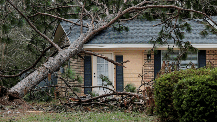 A GIF slideshow showing various scenes of hurricane damage