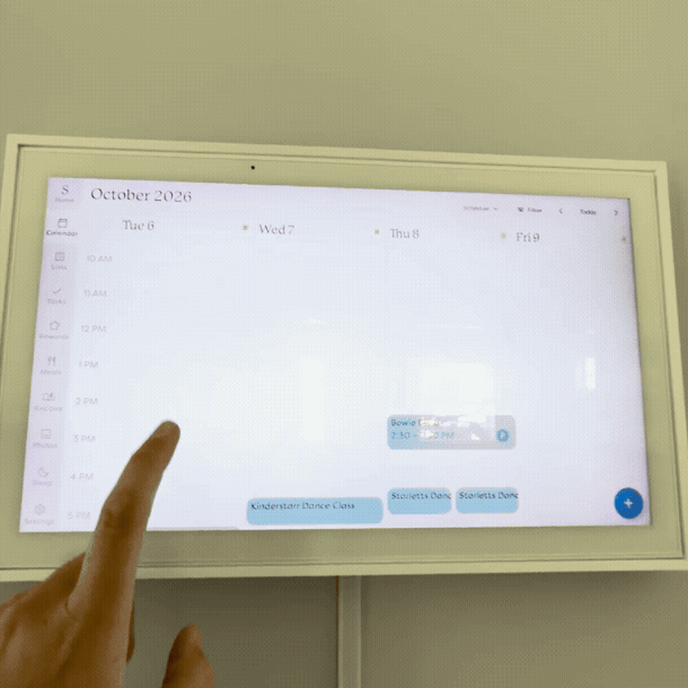 Gif of woman scrolling through smart calendar