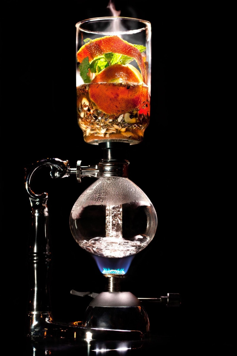 The double-chamber vacuum pot used to make the Rooibos cocktail at Aviary.