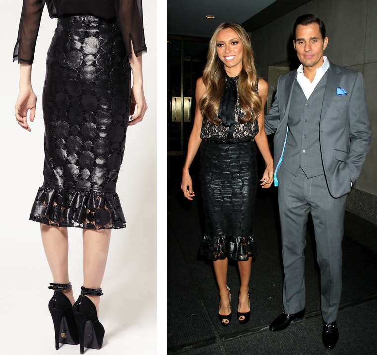 Looking good: Giuliana Rancic, clad in a chic black ensemble, exits TODAY on Apr. 3 with husband Bill Rancic.