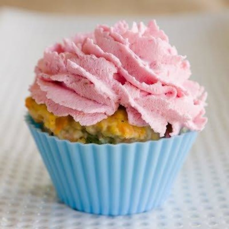 Get a savory surprise with this gefilte fish cupcake.