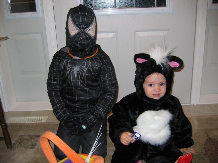 Kadin, 5, and Emily 2, are better known in their family as Dark Spiderman and The Stinker.
