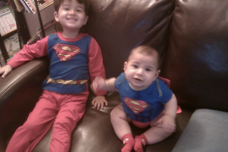 Charlie, 3, and Joel, 6 months, are super-siblings.