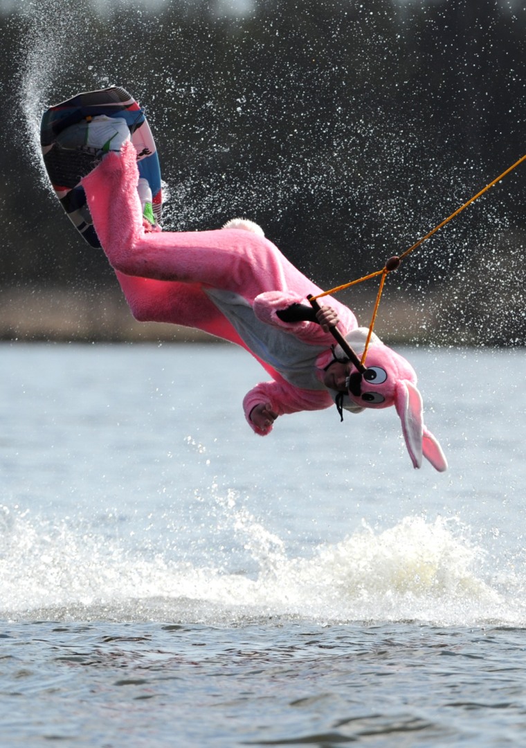 A hippity hoppity Easter bunny takes to the waves