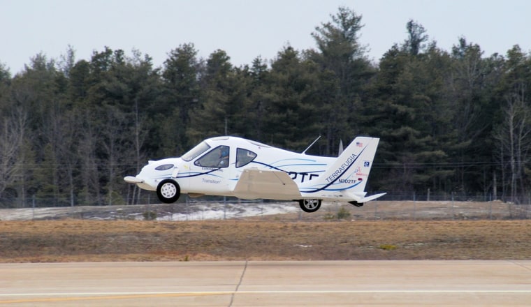 The Terrafugia Transition is pictured shortly after a takeoff.