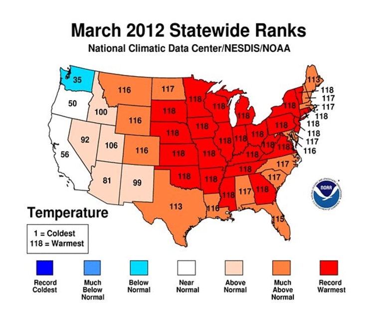 States with 118 mean that they saw their warmest year in 118 years of records.