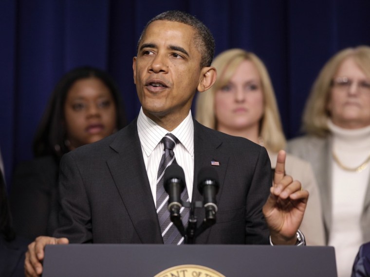 President Barack Obama delivers remarks at the White House Forum on Women and the Economy in the Eisenhower Executive Office Building in Washington April 6, 2012.