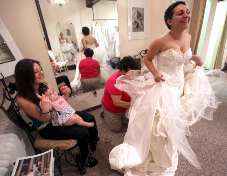 Jessica Vega is fitted for her wedding gown on April 8, 2010, before her hoax was revealed.