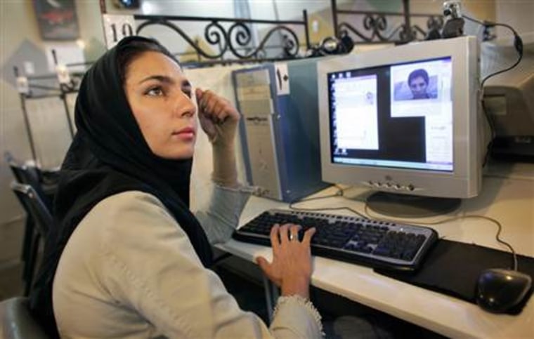 Iranian woman using Internet