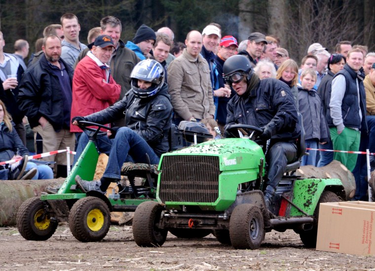 Racing ride on online mower