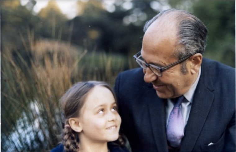 Suzanne Houchin, when she was 8 years old, with her grandfather, Bruno Gumpert. Suzanne now has a German passport, even though her grandfather was stripped of his German citizenship under the Nuremberg laws during the Nazi era.