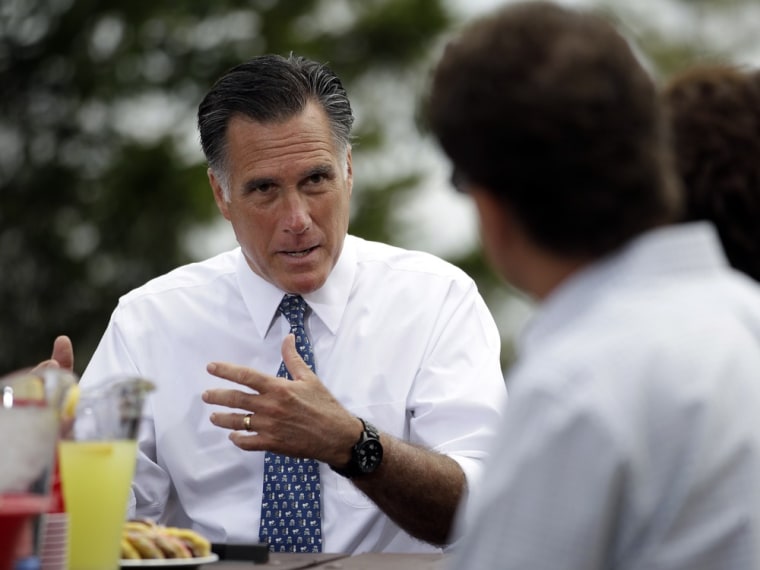Republican presidential candidate, former Massachusetts Gov. Mitt Romney meets with a group of Pittsburgh area residents in Bethel Park, Pa., Tuesday, April 17, 2012.