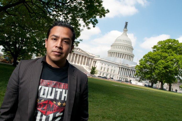 Cesar Vargas at Capitol Hill on April 19 to launch a Dream Act-related campaign. He is an undocumented immigrant from Mexico, brought to the U.S. as a child, who is pushing for immigration law reform.