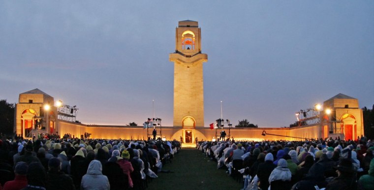 Australian visitors attend the wreath-laying ceremonies at the Australian National Memorial in Villers-Bretonneux, northern France, during Anzac Day, April 25. The ceremony marks the 94th anniversary of the recapture of the village of Villers-Bretonneux on April 25,1918.