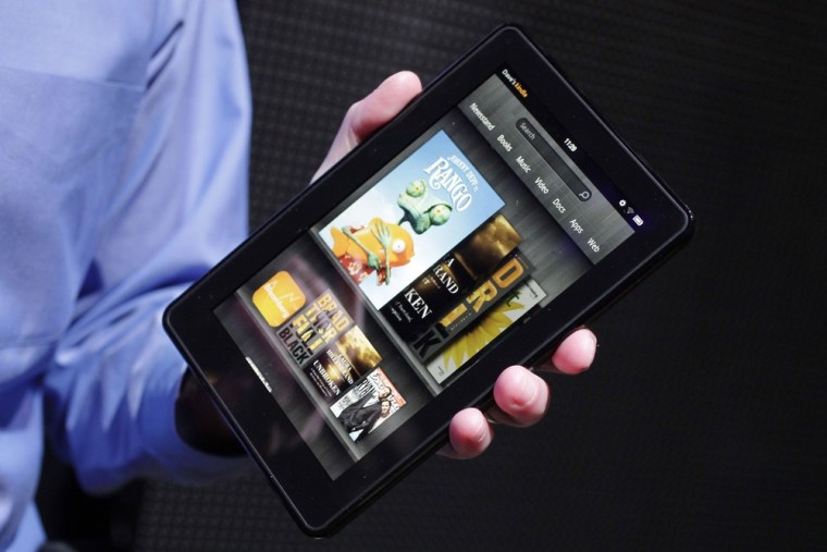 The Kindle Fire is displayed at a news conference in September, 2011.
