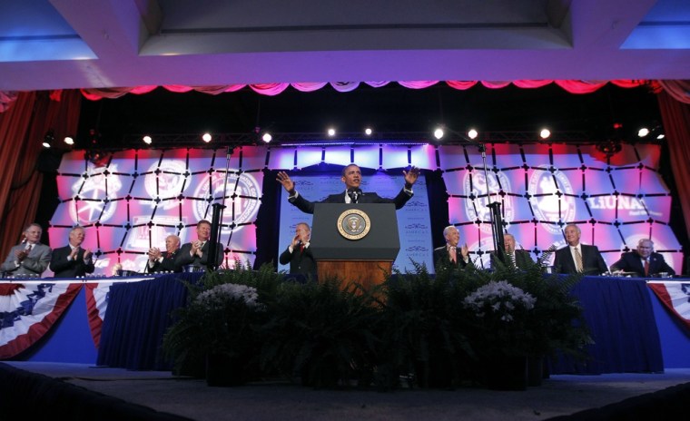 President Barack Obama speaks April 30 at the Building and Construction Trades Department Legislative Conference.