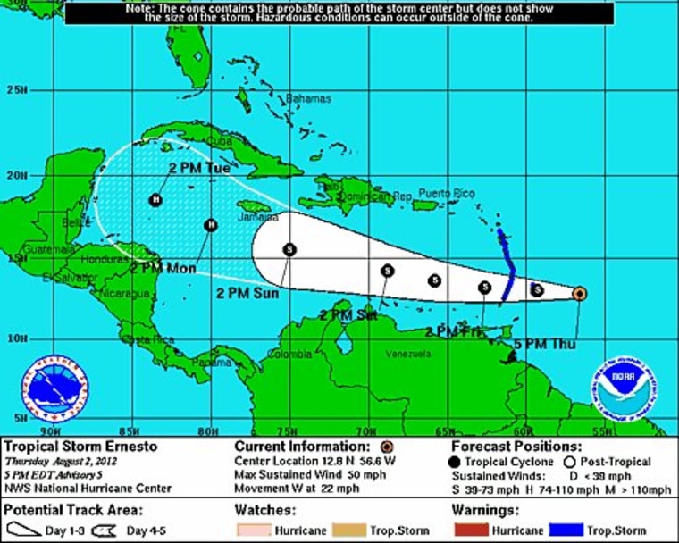 Tropical Storm Ernesto forms in Atlantic