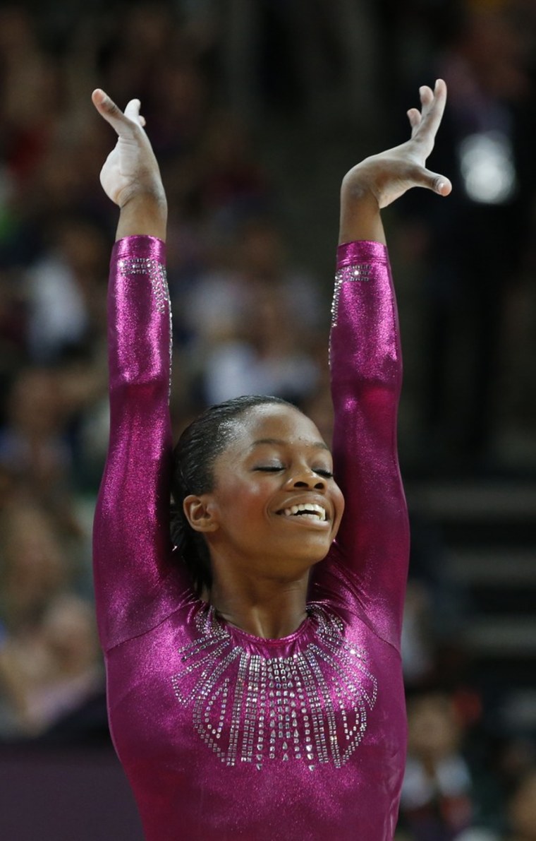 U.S. gymnast Gabrielle Douglas performs on the floor during the artistic gymnastics women's individual all-around final, Aug. 2, during the London 2012 Olympic Games.
