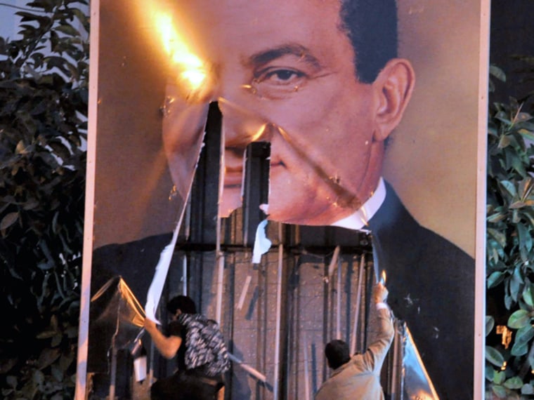 18 days of popular protest culminated in the downfall of Egyptian President Hosni Mubarak on Feb. 11, 2011.