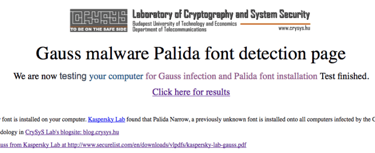 Gauss malware test page