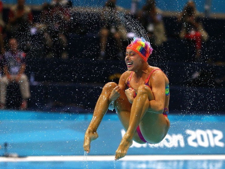 Canada competes in the Women's Teams Synchronized Swimming Free Routine final, August 10.