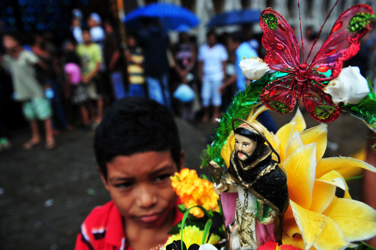 A child takes part in festivities honoring Santo Domingo de Guzman, Managua's patron saint on Aug. 10.