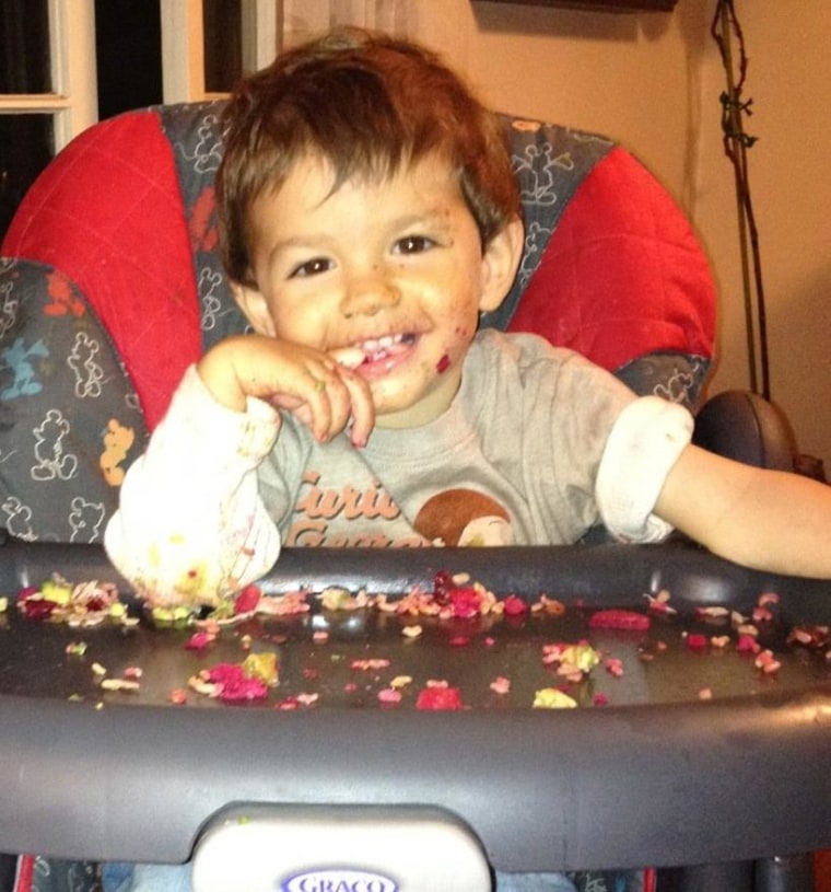 So if you smear 20 percent of the beets on your face, and scatter 30 percent on the floor, and arrange 20 percent on your tray, how much do you actually eat? Danica McKellar's son, Draco, enjoying a tasty math lesson.