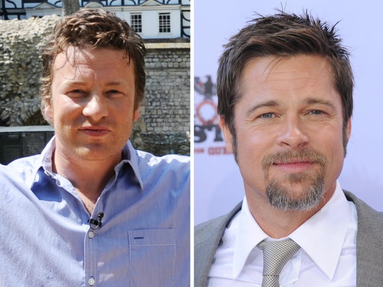 In the right light, we can see the resemblance between Jamie Oliver and Brad Pitt.