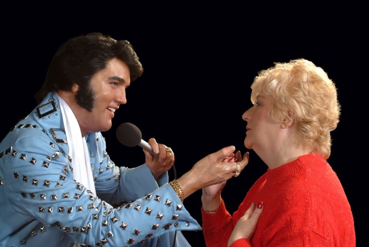 Elvis Presley wax figure at Madame Tussauds Las Vegas 'interacts' with guest.