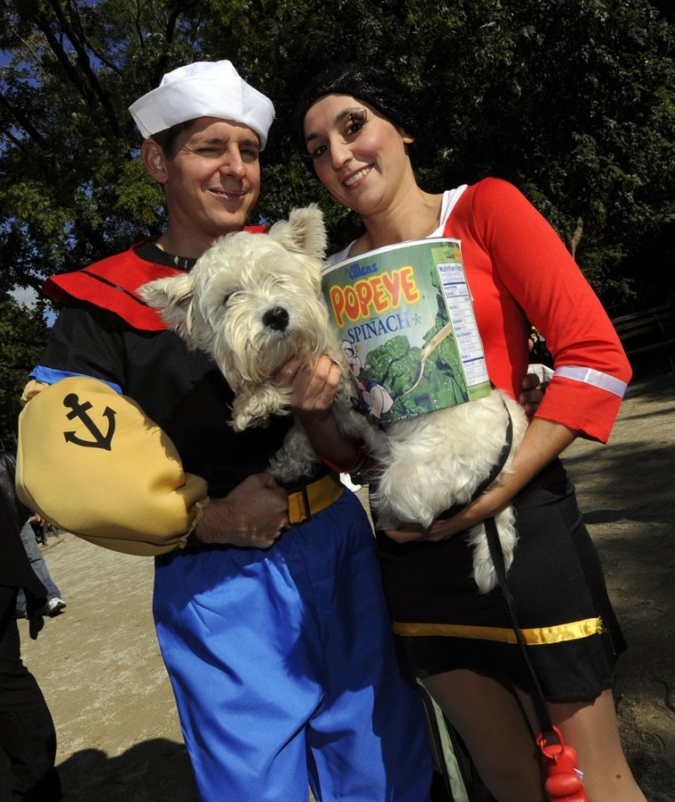 Gina and Scott Keatley with Buttercup as Popeye and Olive.