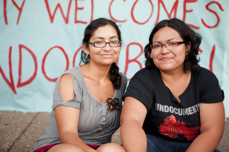 Sisters Ireri and Tania Unzueta Carrasco sit outside of the Workers Dignity headquarters in Nashville, TN.