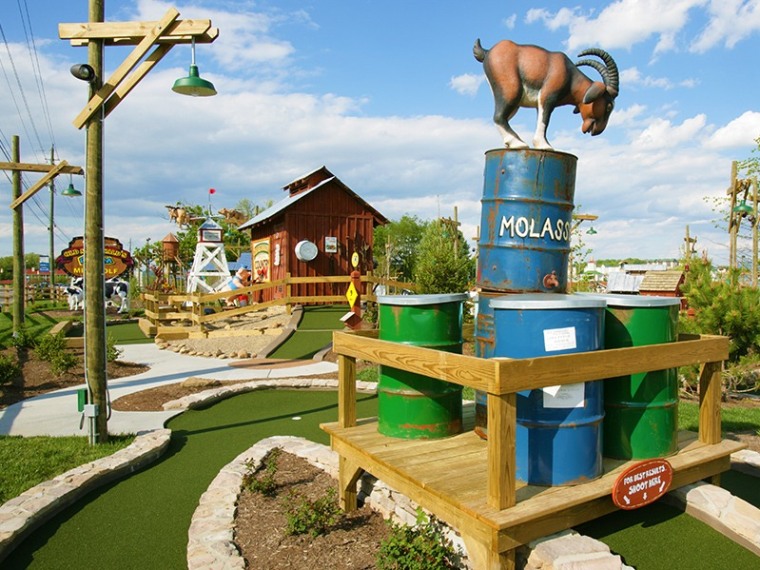 Play 54 barnyard-themed holes at Ripley's Old MacDonald's Farm Mini-Golf in Sevierville, Tenn.