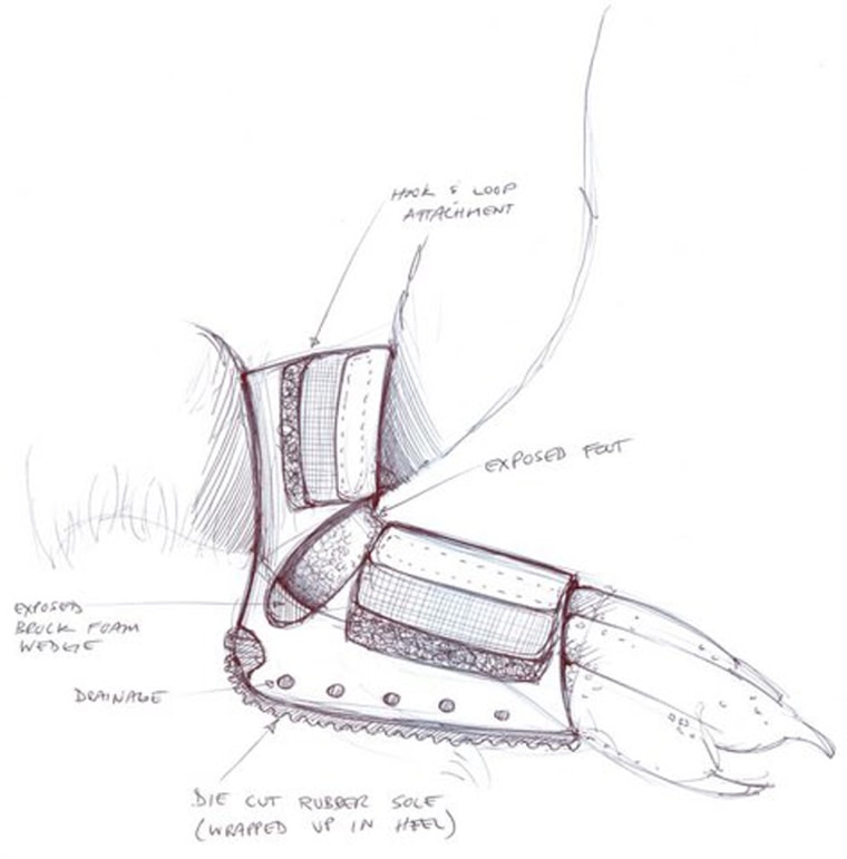 Sketch of penguin shoe.