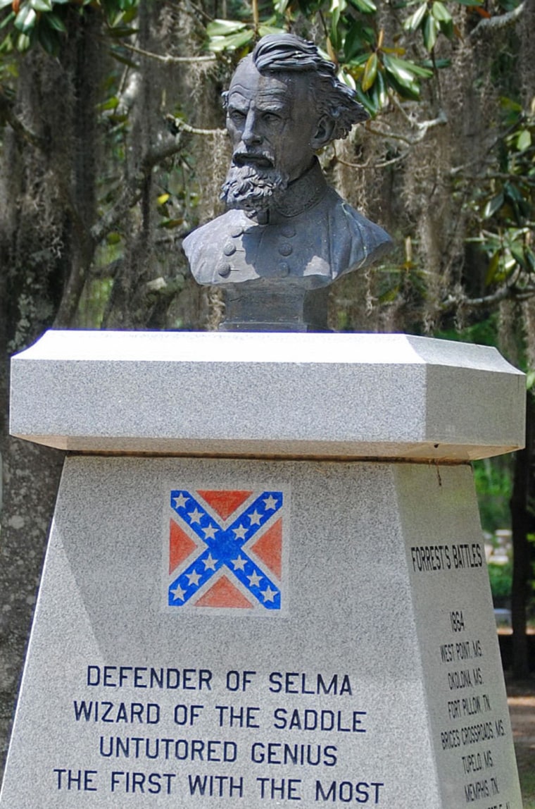A monument honoring Confederate Gen. Nathan Bedford Forrest in Selma, Ala., in 2011.